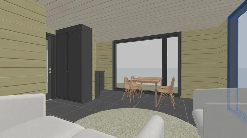 Ennen: asuinhuoneen alkuperäinen kiinteistökuvaus, joissa näkyy tyhjä tila